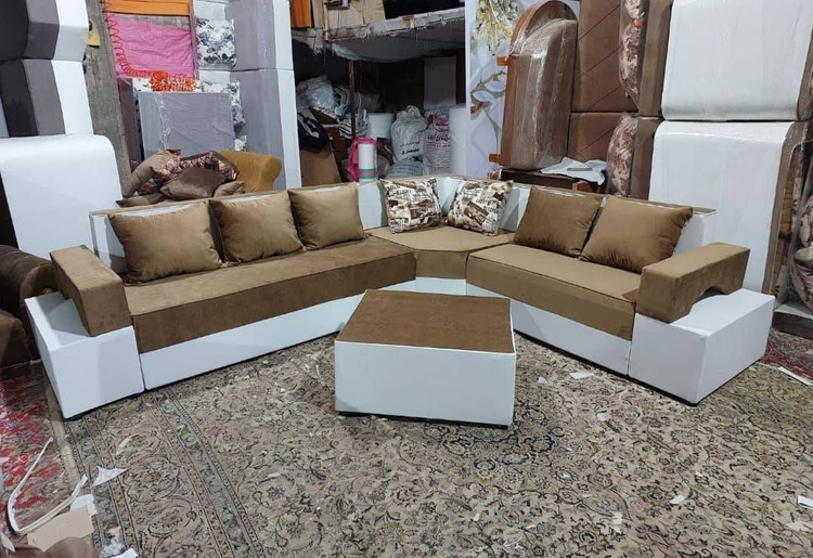 مبل ال دسته دوبل هفت نفره با جلومبلی
